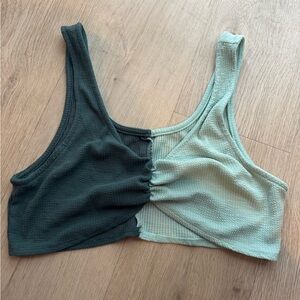 Wild Fable Two-Tone Tank Top in Dark Green and Light Green